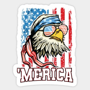 4th of July Bald Eagle USA Flag Patriotic Merica Sticker